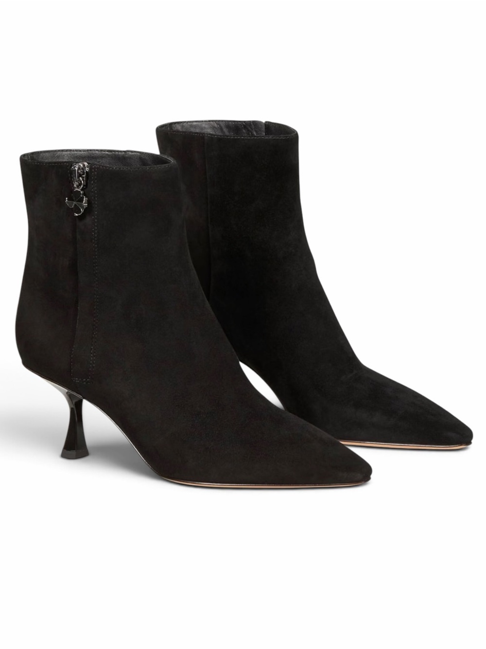 kate spade new york Adele Suede Pointed Toe Kitten Heel Ankle Boots Black 7 NEW